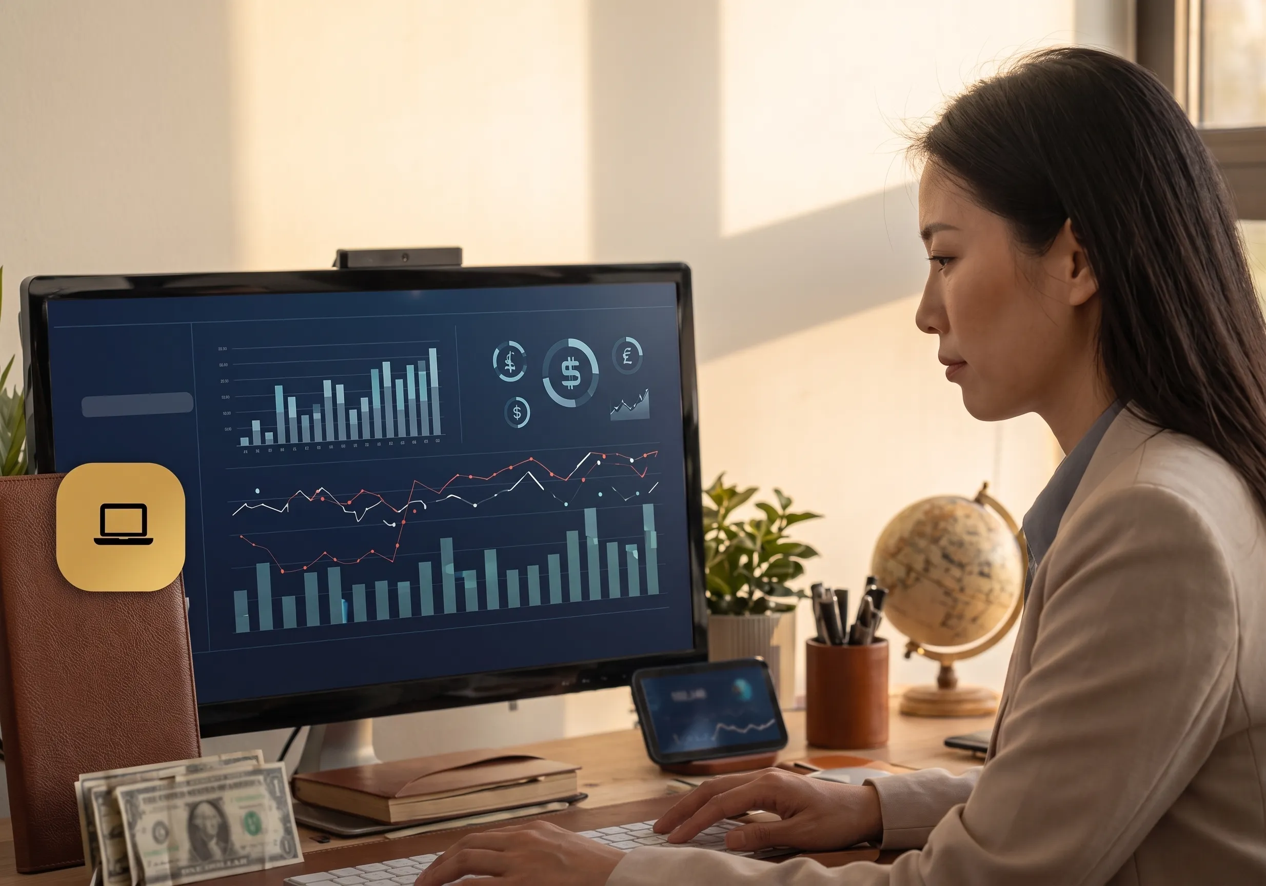 Online business owner reviewing sales dashboard